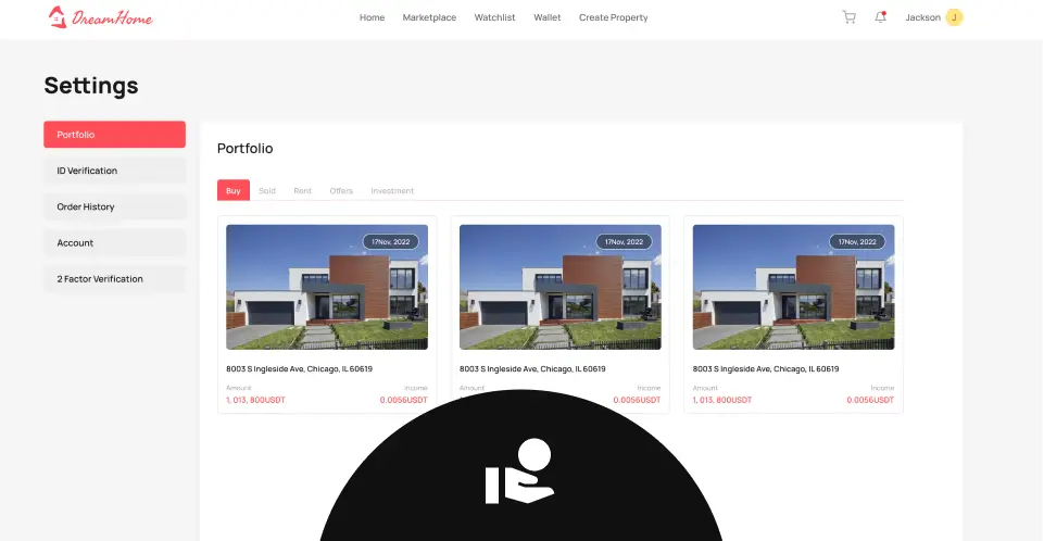 NFT marketplace for virtual real estate